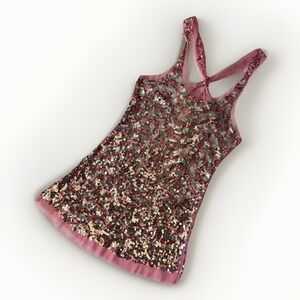 Body Central Colorful Sequin Sleeveless Tank Top Juniors Medium Retro Y2K Hippie